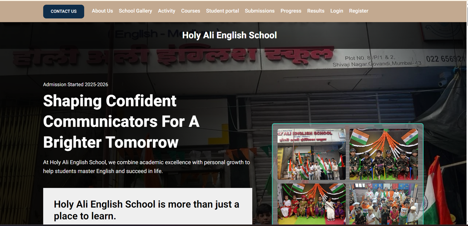 Holy Ali English School website preview